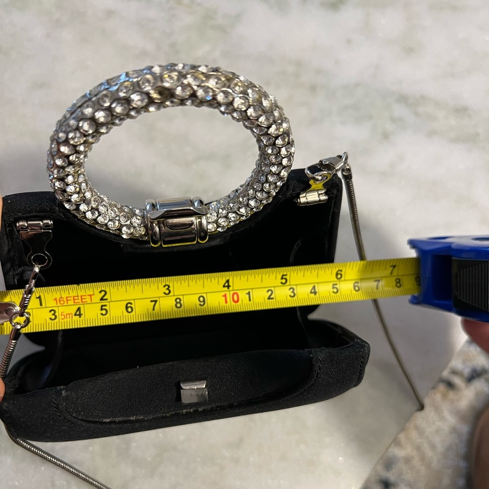 Stuart Weitzman Black Mini Evening Bag with Silver Accents - Picture 6 of 9